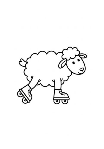 Rollerskating Sheep Coloring Page
