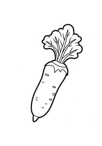 Root Vegetable Coloring Page: Radish Art