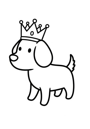 Royal Dog Coloring Page: Crowned Canine Fun