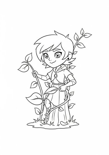 Roz Planting A Magical Beanstalk: Coloring Page Fun