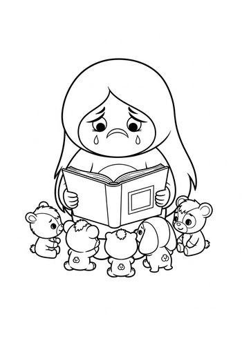 Sadness Reading To Animals: A Coloring Adventure