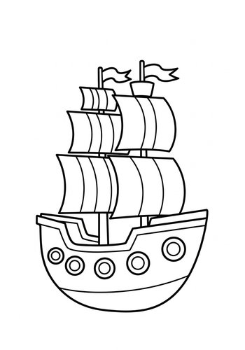 Coloring Page: Sail Away: Pirate Ship Coloring Page