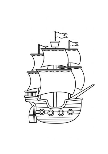 Coloring Page: Sailing Ship Adventure: A Coloring Voyage