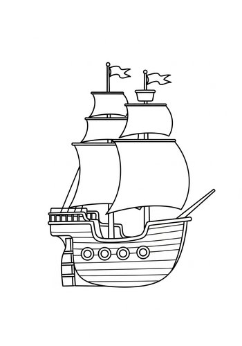 Coloring Page: Sailing Ship Coloring Page: Printable Adventure