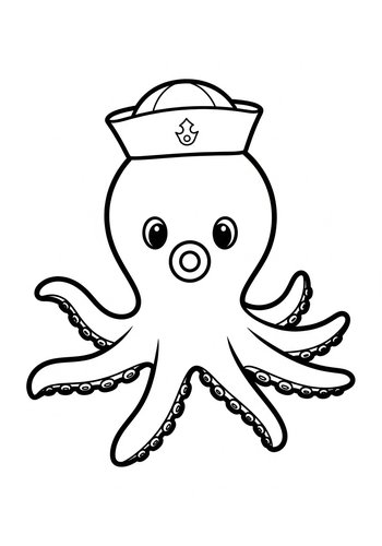Sailor Octopus Coloring Page: Ocean Adventure