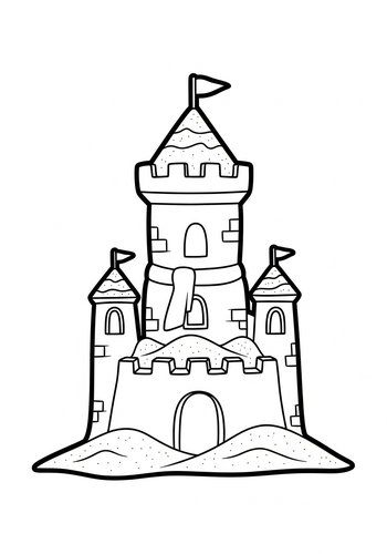Sandcastle Coloring Page: Beach Fun