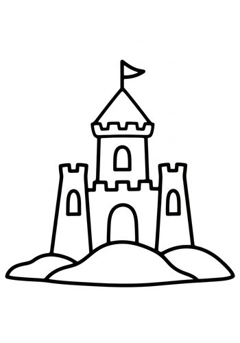 Sandcastle Coloring Page: Beach Fun