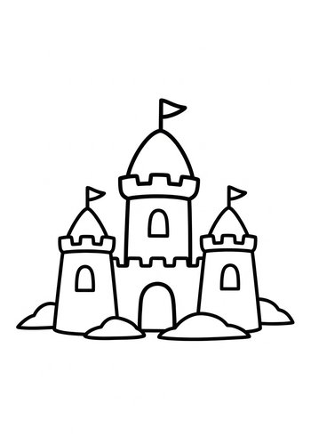 Sandcastle Coloring Page: Beach Fun