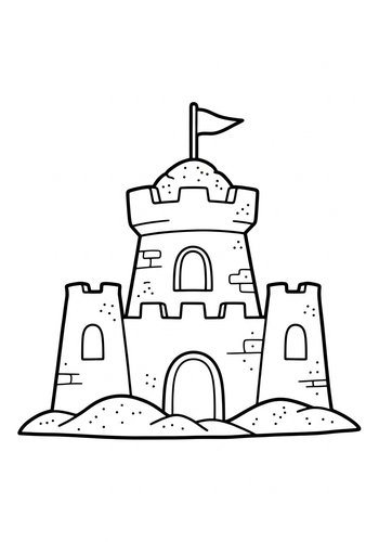 Sandcastle Coloring Page For Kids