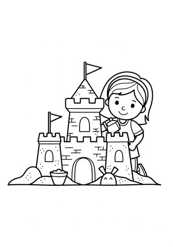 Sandcastle Dream - Coloring Page