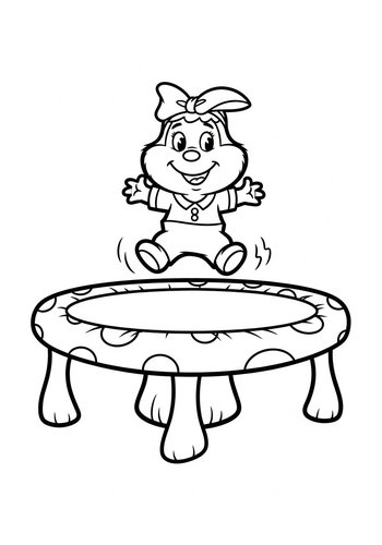 Sandy Cheeks Bouncing On A Giant Mushroom Trampoline Coloring Page