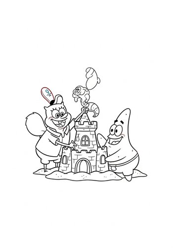 Sandy Cheeks Building A Sandcastle With Spongebob And Patrick - Coloring Fun