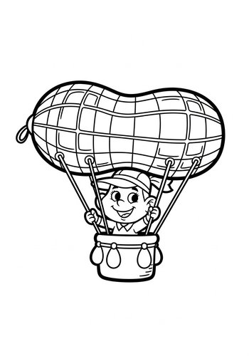 Sandy Cheeks Soaring High: Peanut Hot Air Balloon Coloring Page