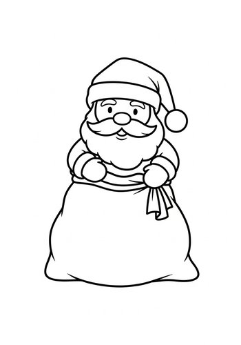 Coloring Page: Santa's Gift Bag - Christmas Coloring Page