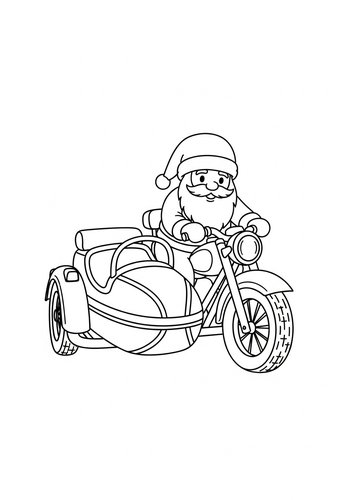 Coloring Page: Santa's Motorcycle Coloring Page
