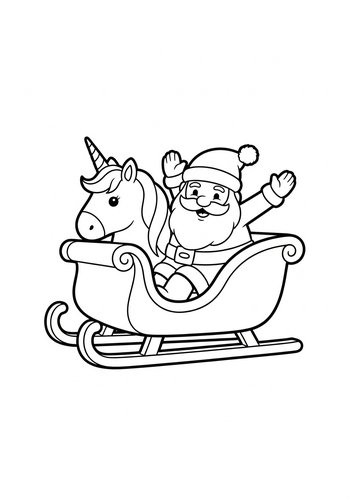 Coloring Page: Santa's Unicorn Sleigh Ride - Coloring Page Fun