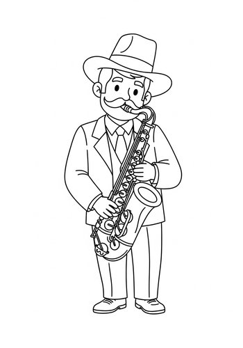 Saxophone Player Coloring Page: A Musical Treat
