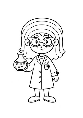 Scientist Experiment - Coloring Page Fun