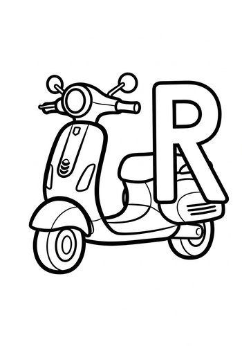 Scooter With Letter R Coloring Page