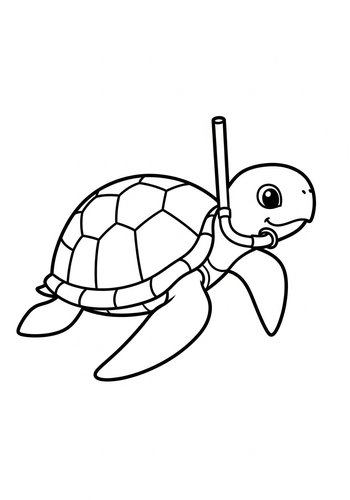 Sea Turtle Snorkeler Coloring Page