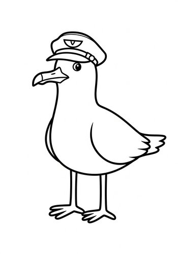 Seagull Captain Coloring Page: Avian Adventure