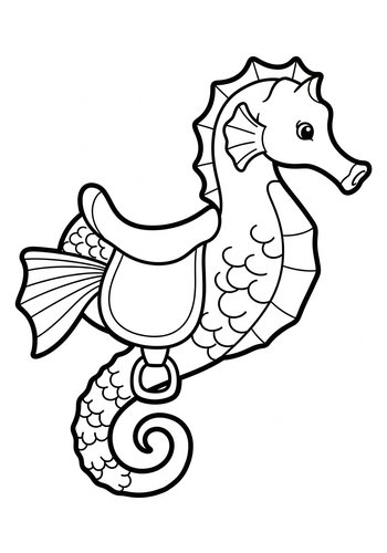 Seahorse Rider Coloring Page: Aquatic Adventure