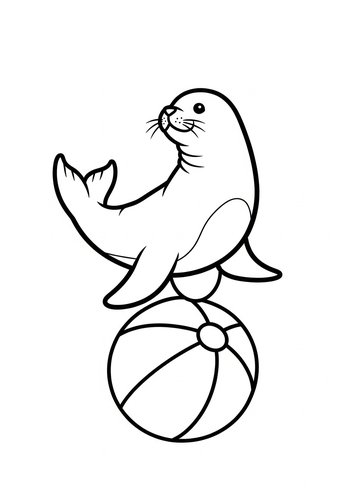 Seal On A Ball Coloring Page