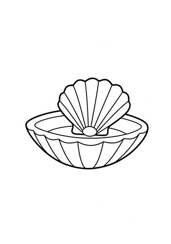 Seashell And Pearl Coloring Page For Kids