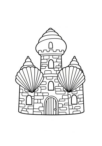 Seashell Castle Coloring Page