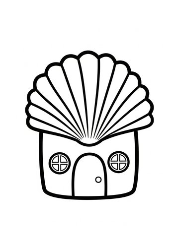 Seashell House Coloring Page - Coastal Fun