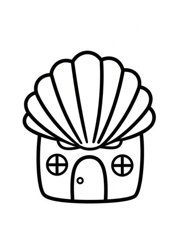 Coloring Page: Seashell House Coloring Page: Coastal Home Fun