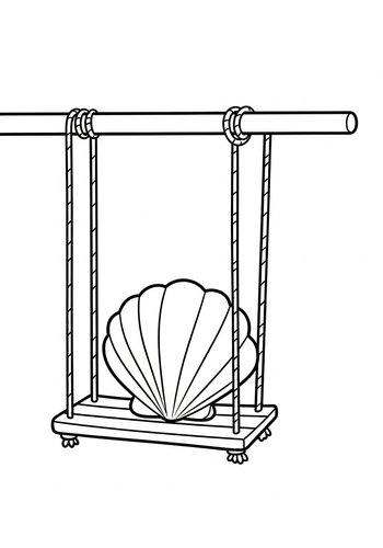 Seashell Swing Coloring Page: Beach Vibes