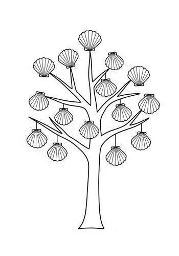 Seashell Tree Coloring Page: Coastal Creativity