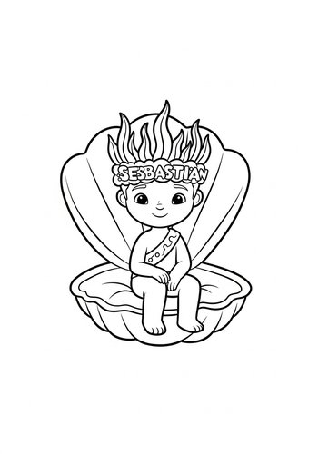 Sebastian Wearing A Seaweed Crown Coloring Page