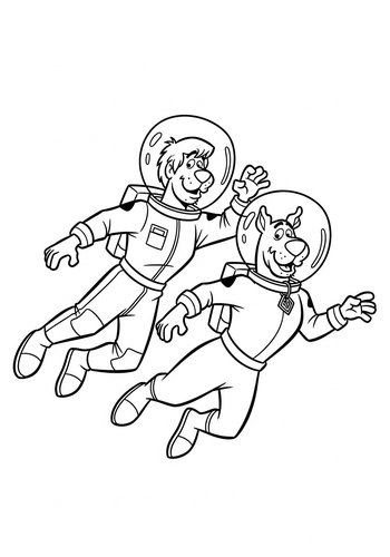 Coloring Page: Shaggy And Scooby Doo In Space Coloring Page
