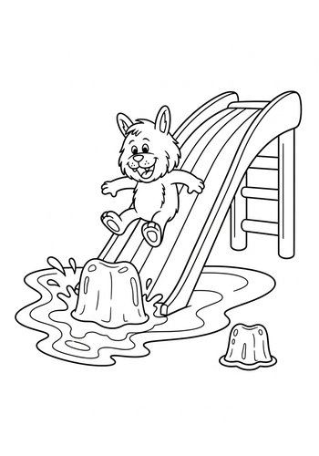 Coloring Page: Shaggy Sliding Down A Rainbow Slide Into A Pool Of Jelly Coloring Page