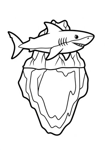 Shark On Iceberg Coloring Page