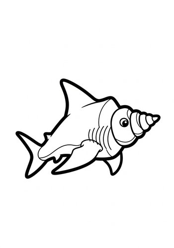 Shark With A Seashell Nose Coloring Page