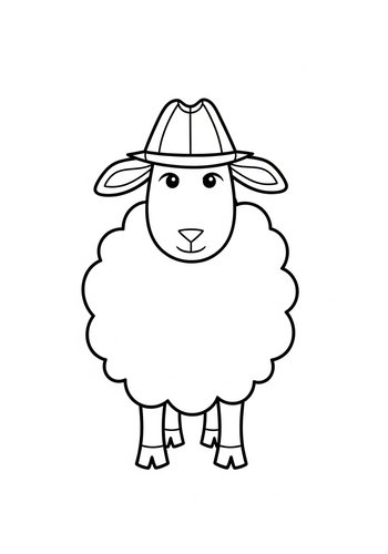 Sheep In A Hat Coloring Page