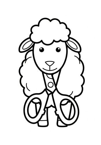 Sheep Shearing Time Coloring Page