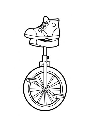 Shoe On Unicycle Coloring Page