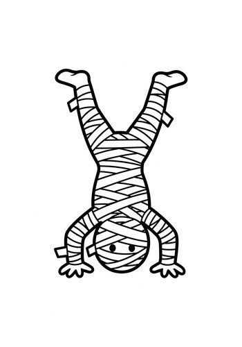 Coloring Page: Silly Mummy Handstand Coloring Page