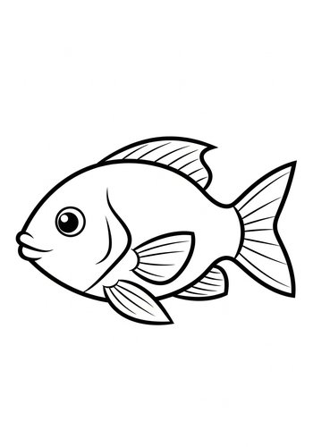 Simple Fish Coloring Page For Kids