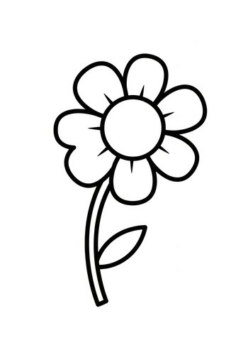 Simple Flower Coloring Page For Kids