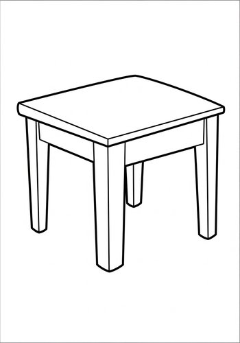 Simple Square Table Coloring Page