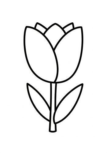 Simple Tulip Coloring Page For Kids