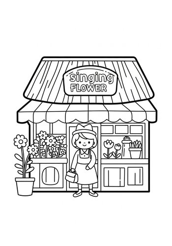 Singing Flower Shop Coloring Page
