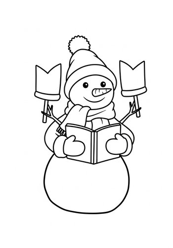 Singing Snowman Coloring Page: Winter Fun