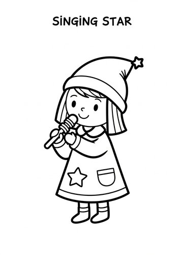 Singing Star Coloring Page: Shine Bright
