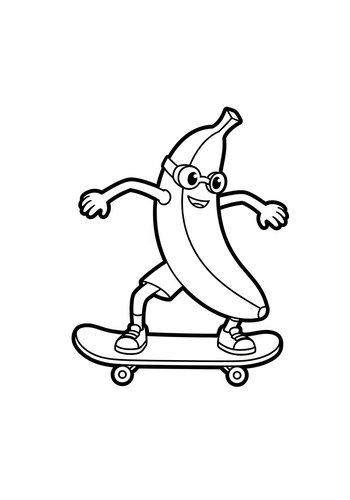 Coloring Page: Skateboarding Banana Coloring Page